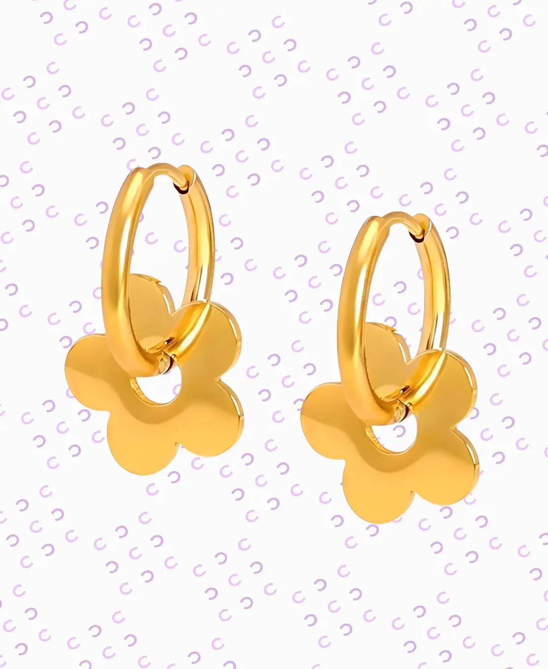 Golden Flowers Earrings | 18K Gold Plated Stainless Steel from Cutu Store Malta