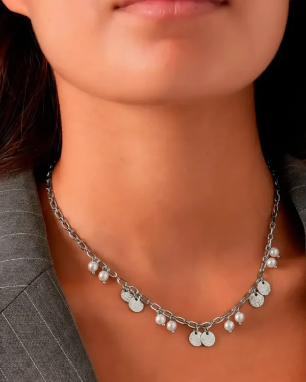 Pearls and coins necklace detail stainless steel women Malta