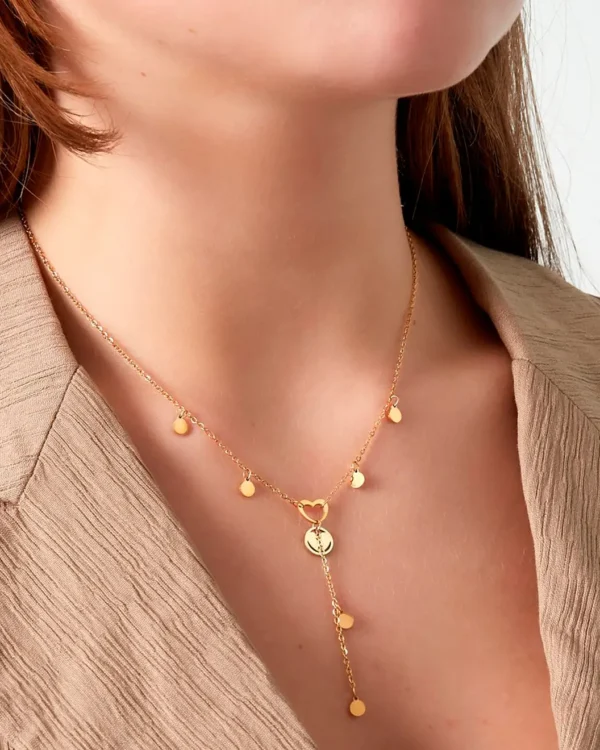 Gold heart charm necklace | stainless steel, waterproof and hypoallergenic jewelry from Cutu Store Malta