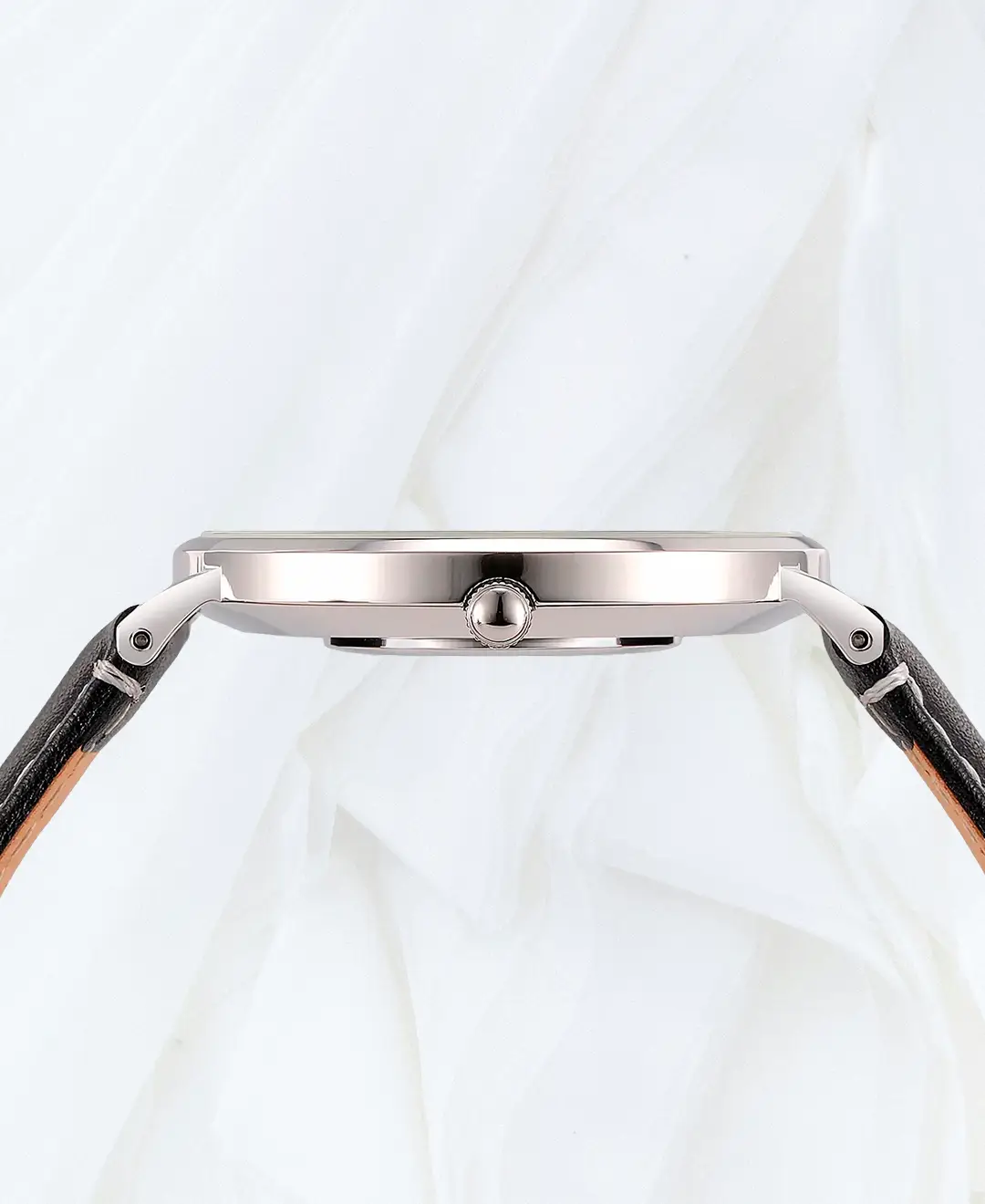 Side profile of Porsamo Bleu Rowan stainless steel watch