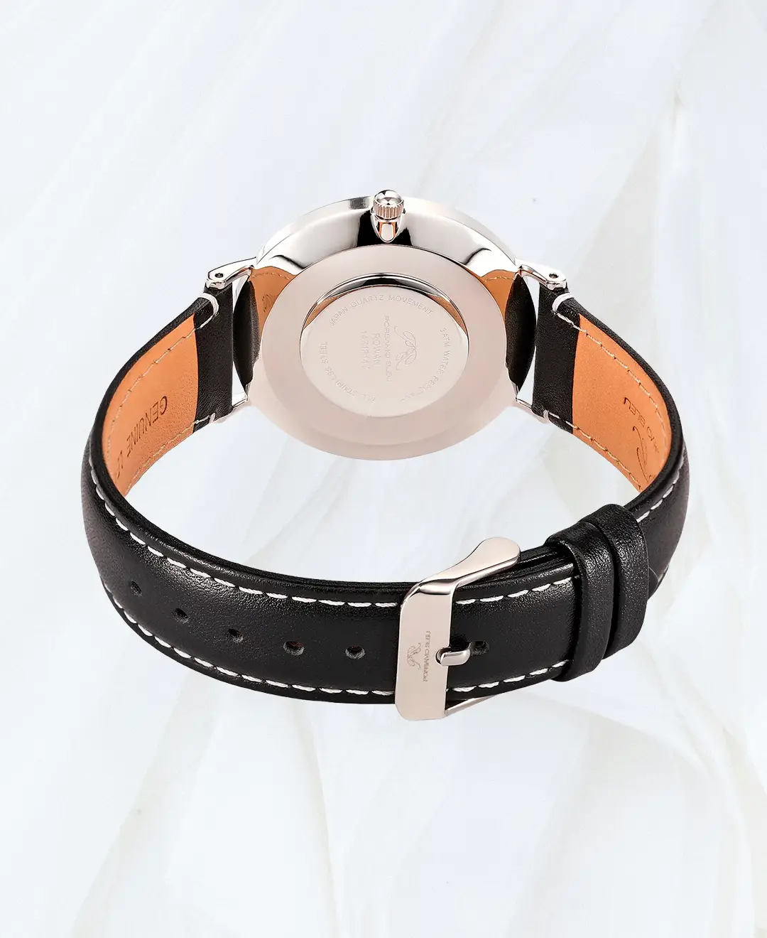 Back view of Porsamo Bleu Rowan leather strap watch