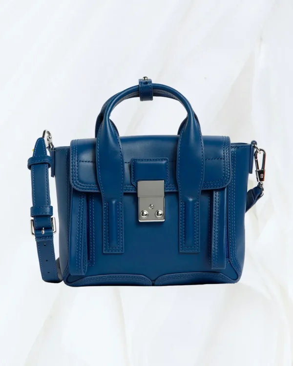 3.1 Phillip Lim mini pashli cobalt leather satchel front view