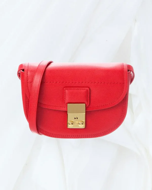 3.1 Phillip Lim pashli mini red leather saddle bag front view