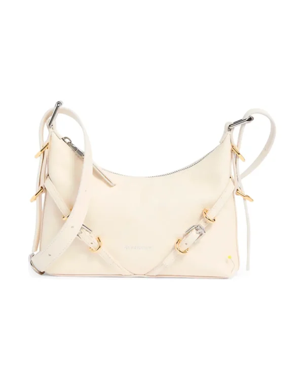 Front view of Givenchy Mini Voyou white leather shoulder bag