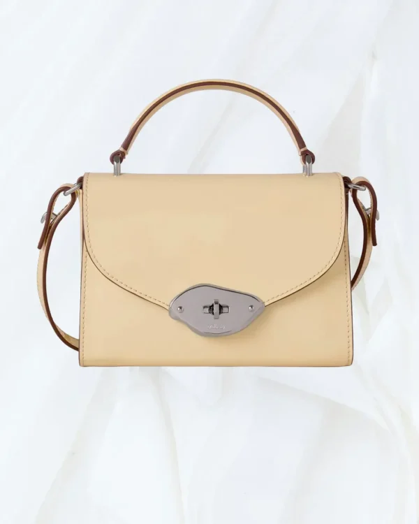 Front view of Mulberry Small Lana Top Handle buttermilk leather bag