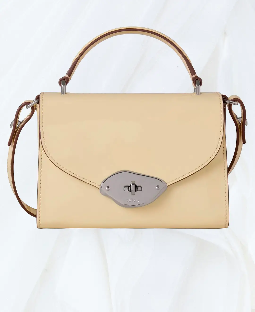 Front angled view of Mulberry Small Lana Top Handle buttermilk handbag