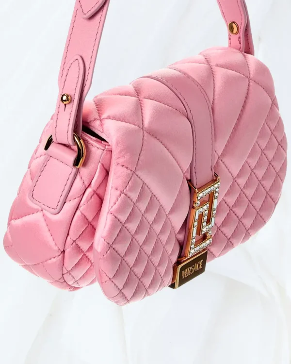 Versace Mini Shoulder Bag angled side detail in pink