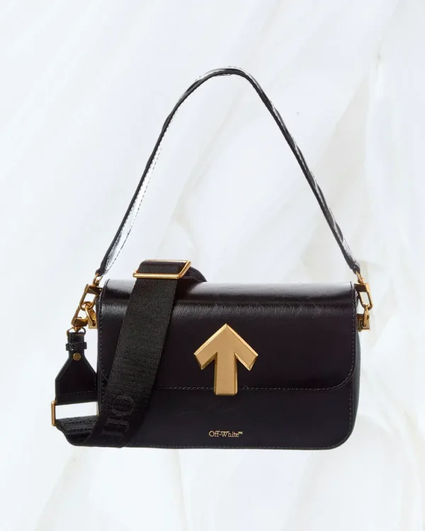 Front view of Off-White Binder Medium Leather Bag in black