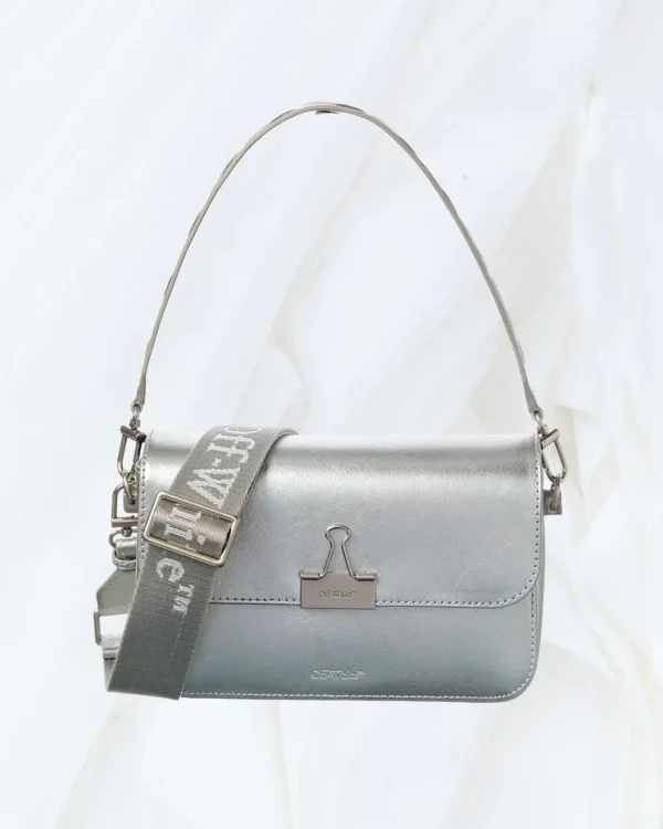 Binder Medium Leather Bag Metallic Silver
