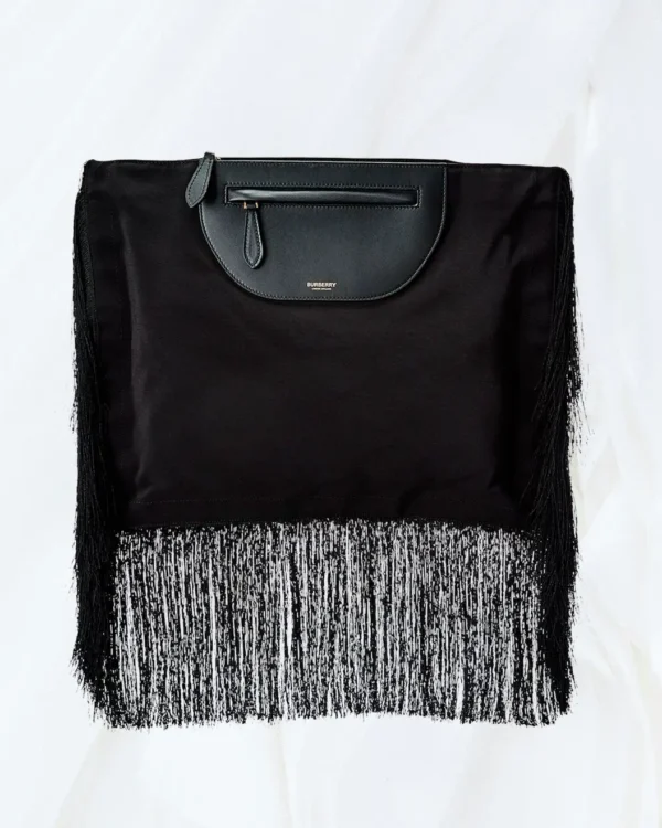 Olympia Fringe Canvas & Leather Clutch