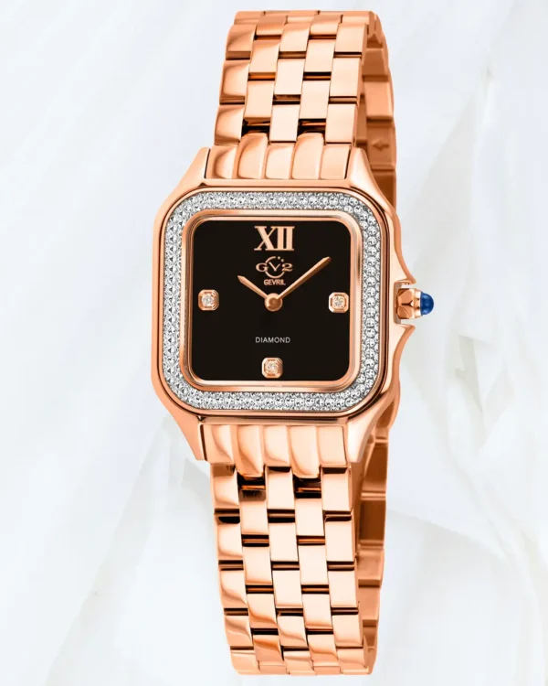 GV2 Milan women’s rose gold black onyx diamond watch sold online in Malta