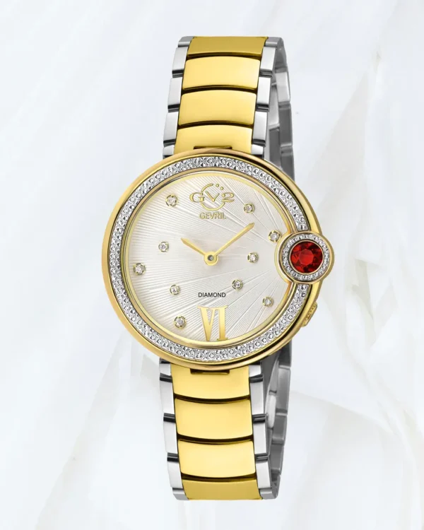 GV2 Perugia Diamond Watch for women with diamond dial accents and two tone stainless steel and IPYG bracelet, available online in Malta.