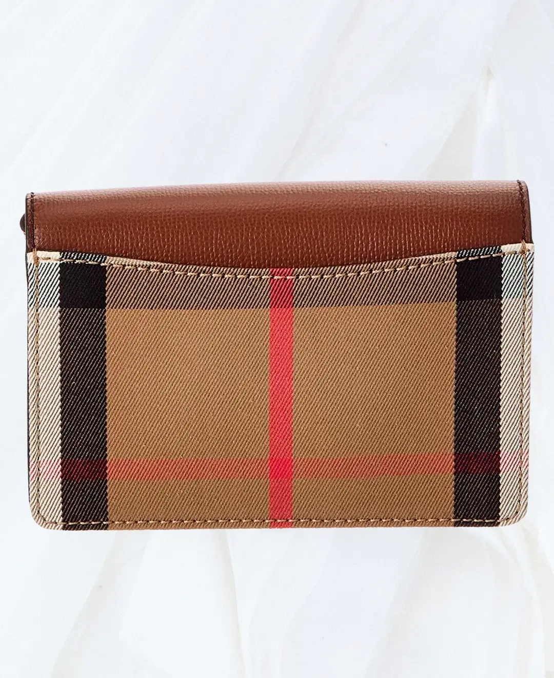 Back view of Burberry Check Canvas & Leather Crossbody Bag