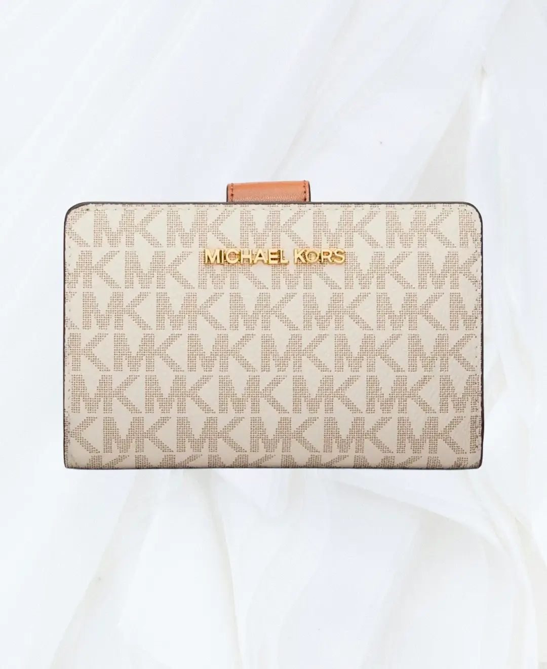 Michael Kors Medium Signature Logo Wallet in vanilla front view