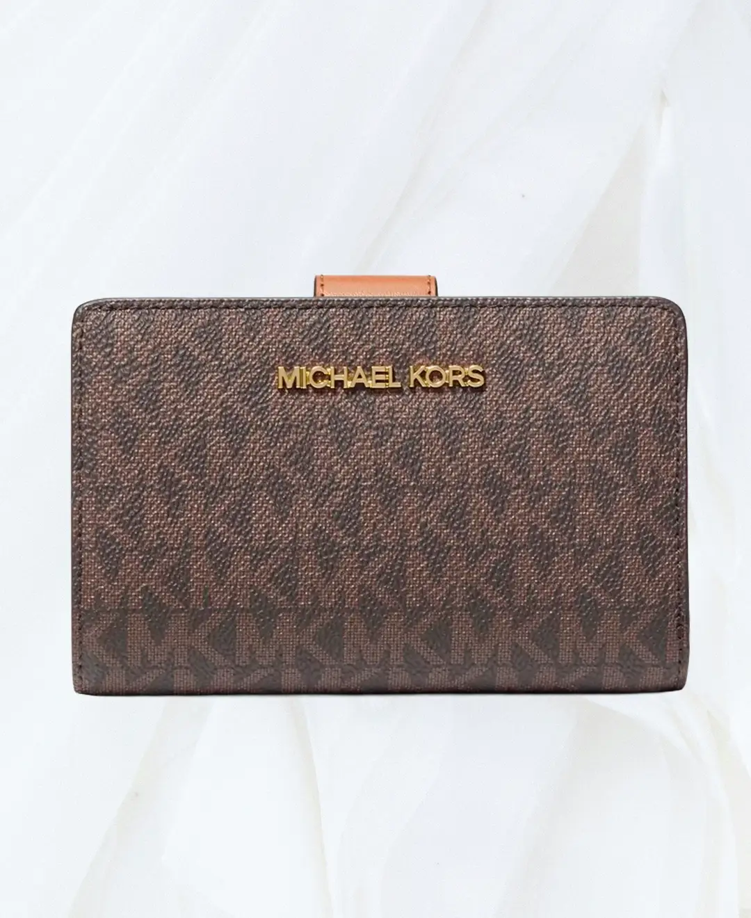 Michael Kors Medium Signature Logo Wallet in brown front view
