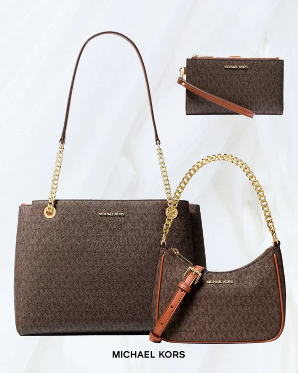 Michael Kors Soho & Jet Set Signature Logo 3-Piece Bundle in brown
